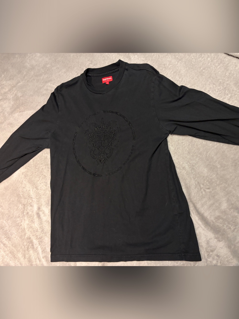 Supreme x Means Tested Black Long-Sleeve Tee – Size Medium – Barely Worn